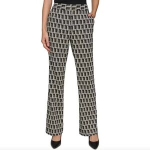 Karl Lagerfeld Paris Women's Pants Black White Geometric Print Monogrammed Sz 16
